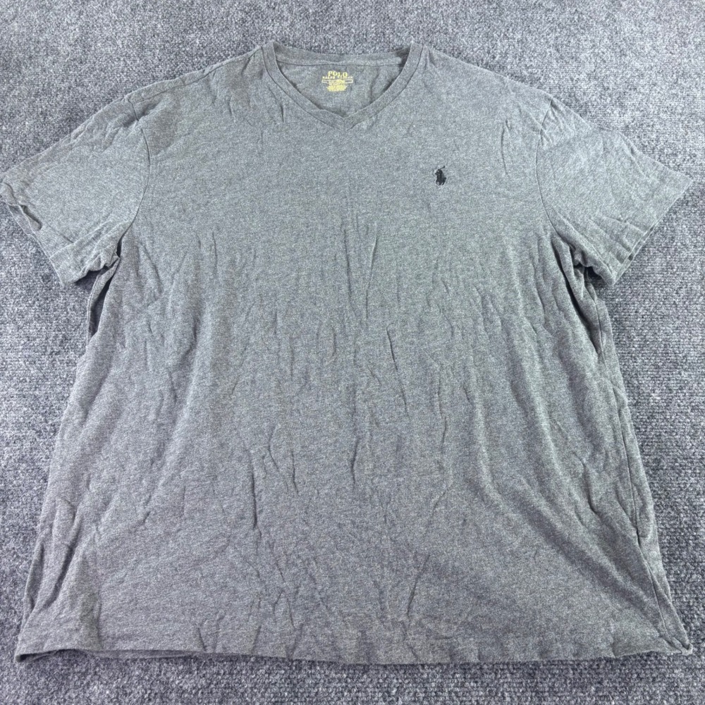 Polo‎ Ralph Lauren V-Neck T-Shirt Mens Large Gray Classic Fit Cotton Pony Logo